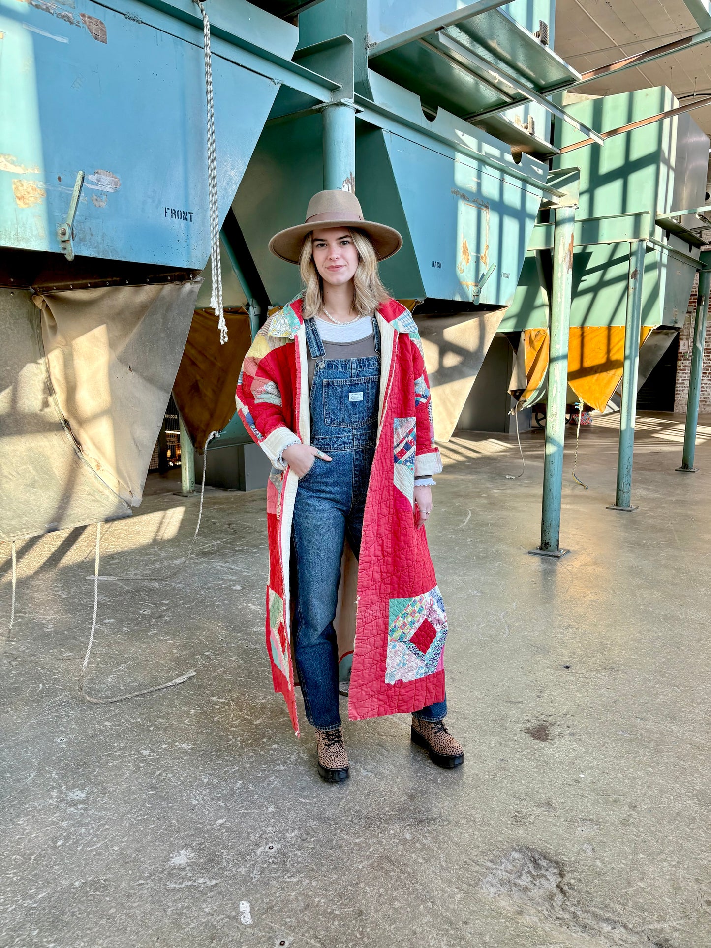 Vintage Red Long Quilt Coat