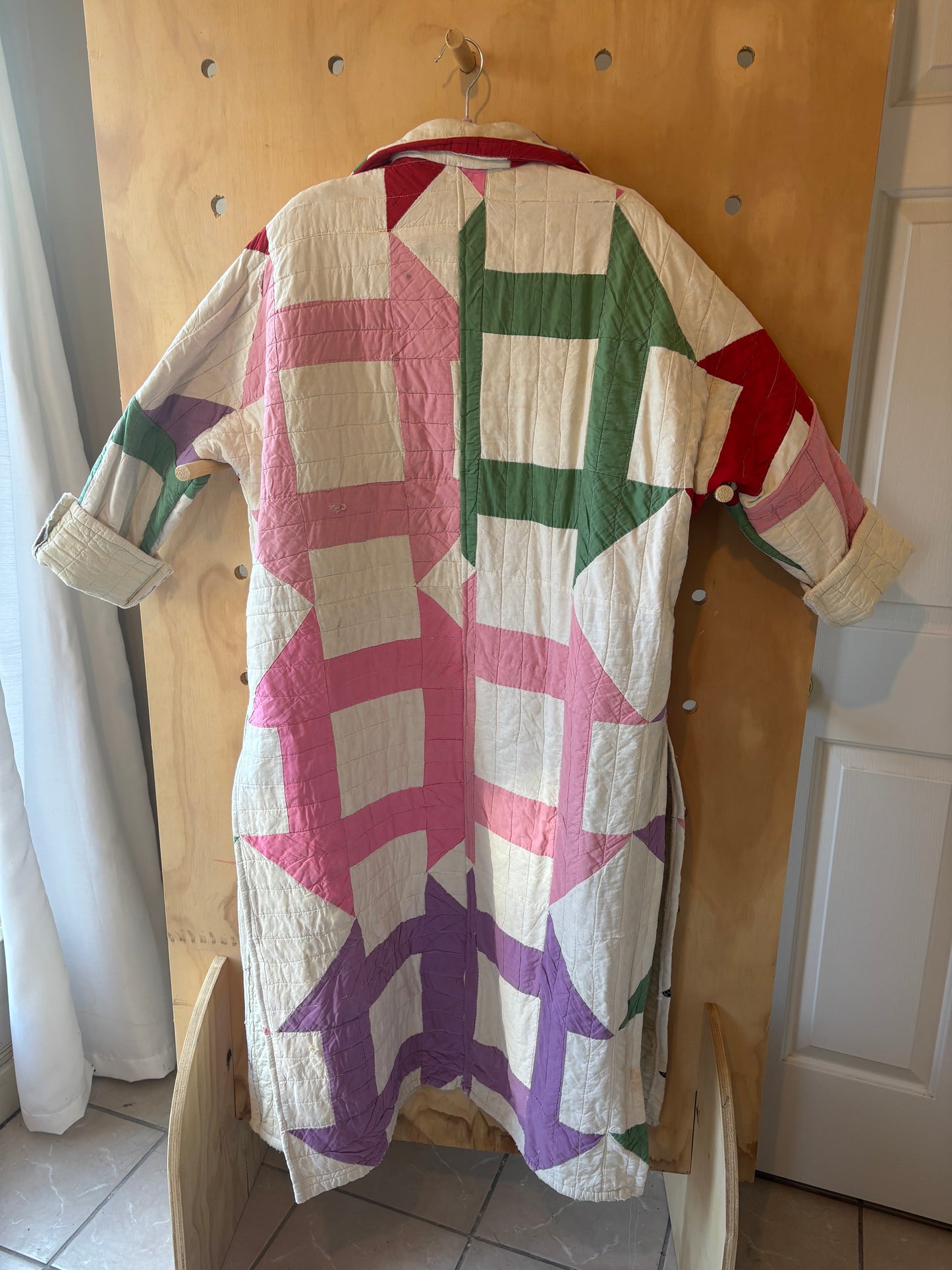 Long Frame Pattern Quilt Coat