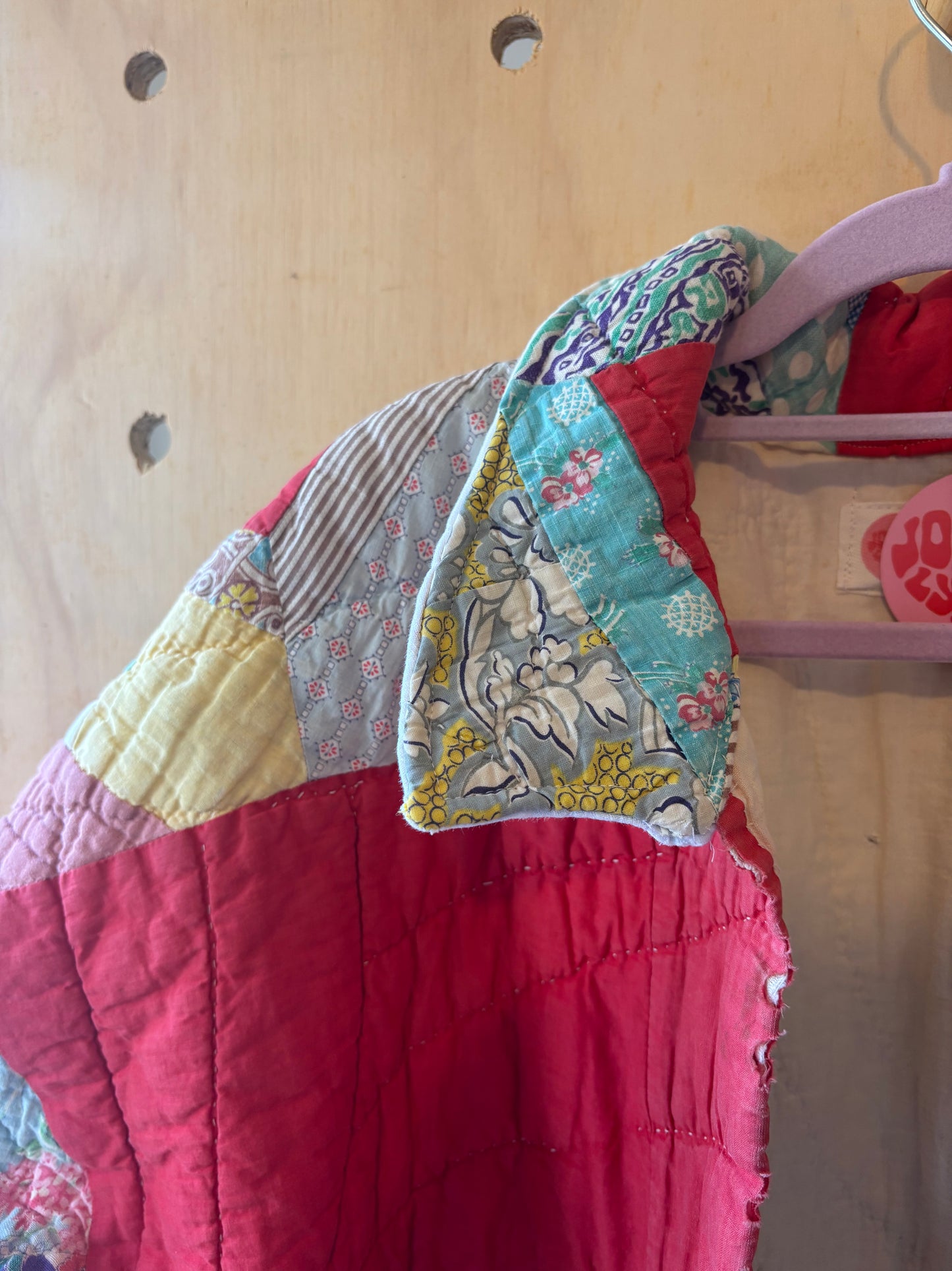 Vintage Red Long Quilt Coat