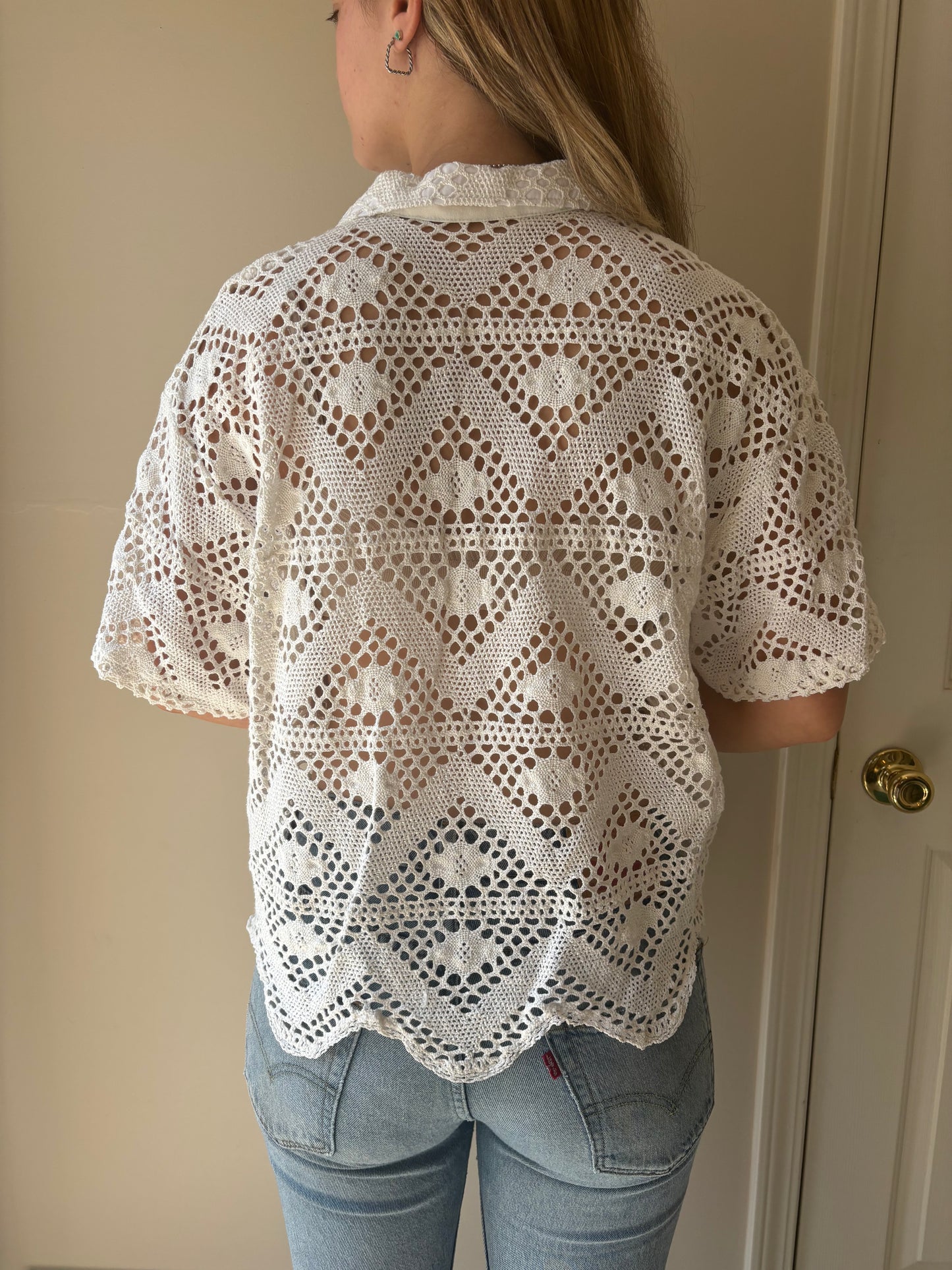 M/L Chevron Crochet button-down