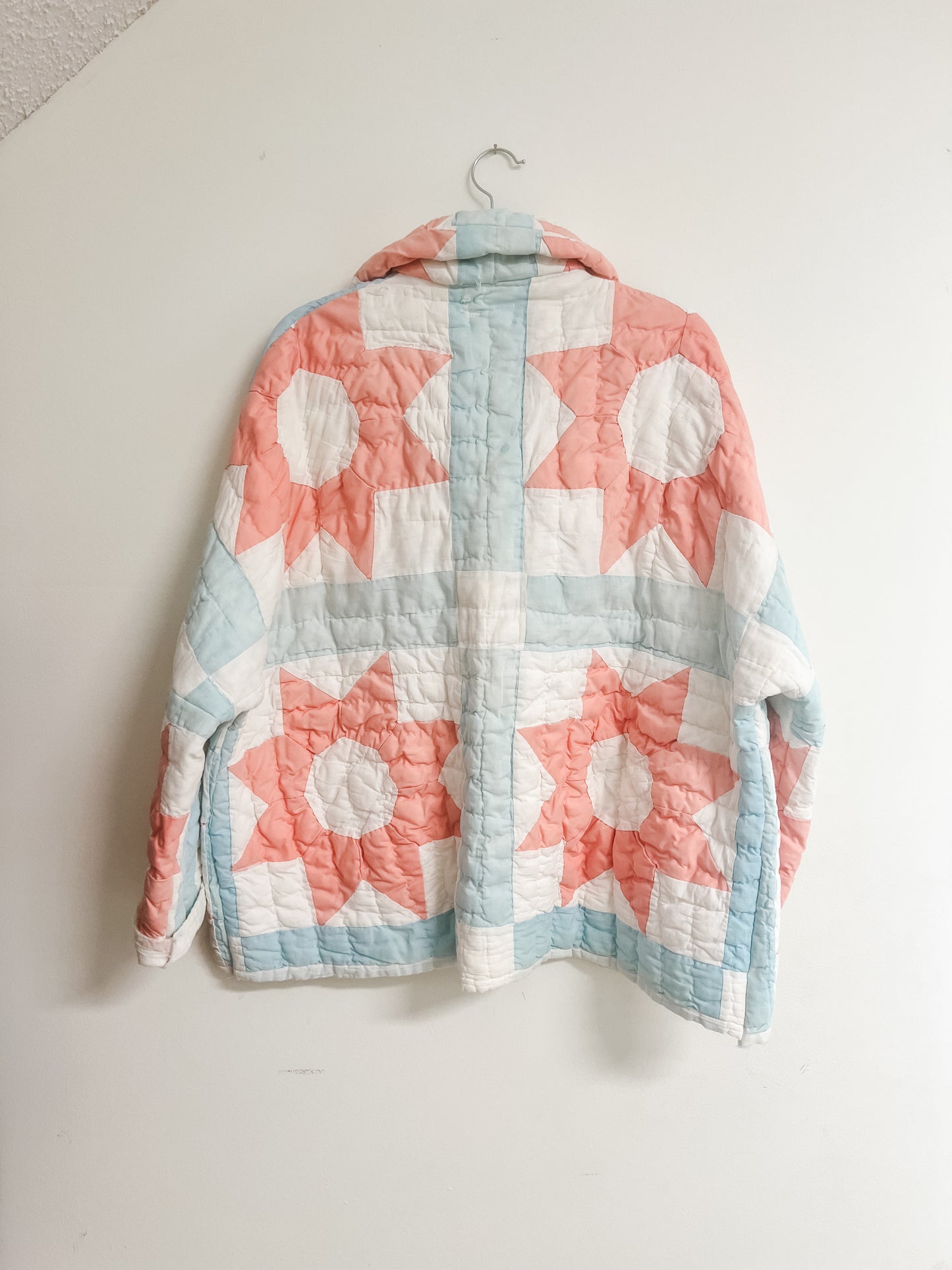 Pink/Blue 8 point star Quilt Coat