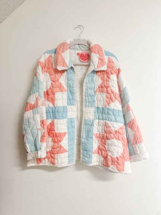 Pink/Blue 8 point star Quilt Coat