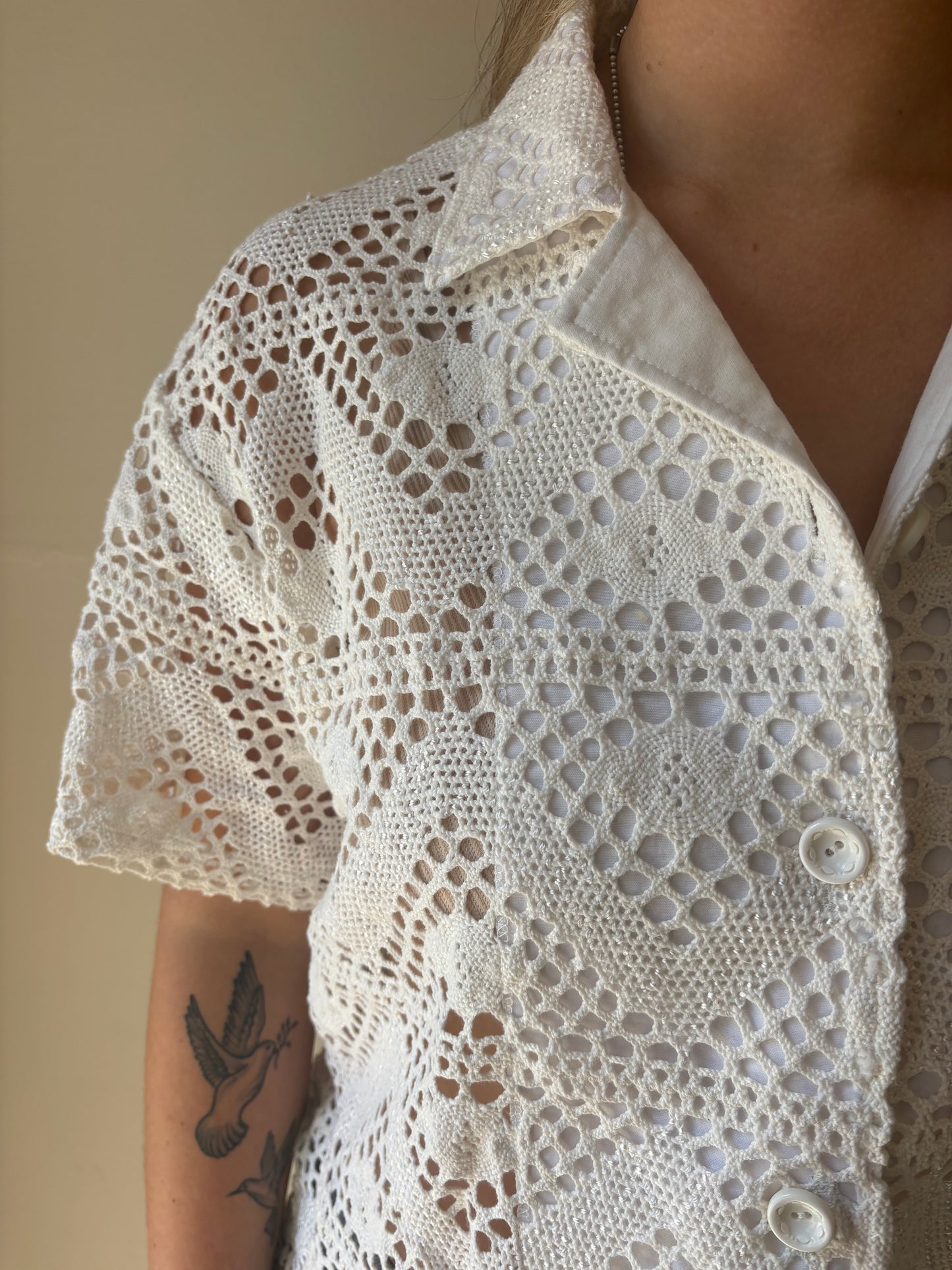 M/L Chevron Crochet button-down